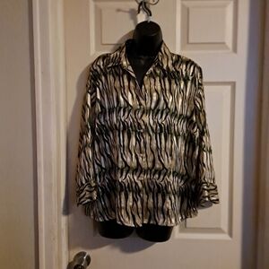 Jaipur zebra print button Down Blouse size XL